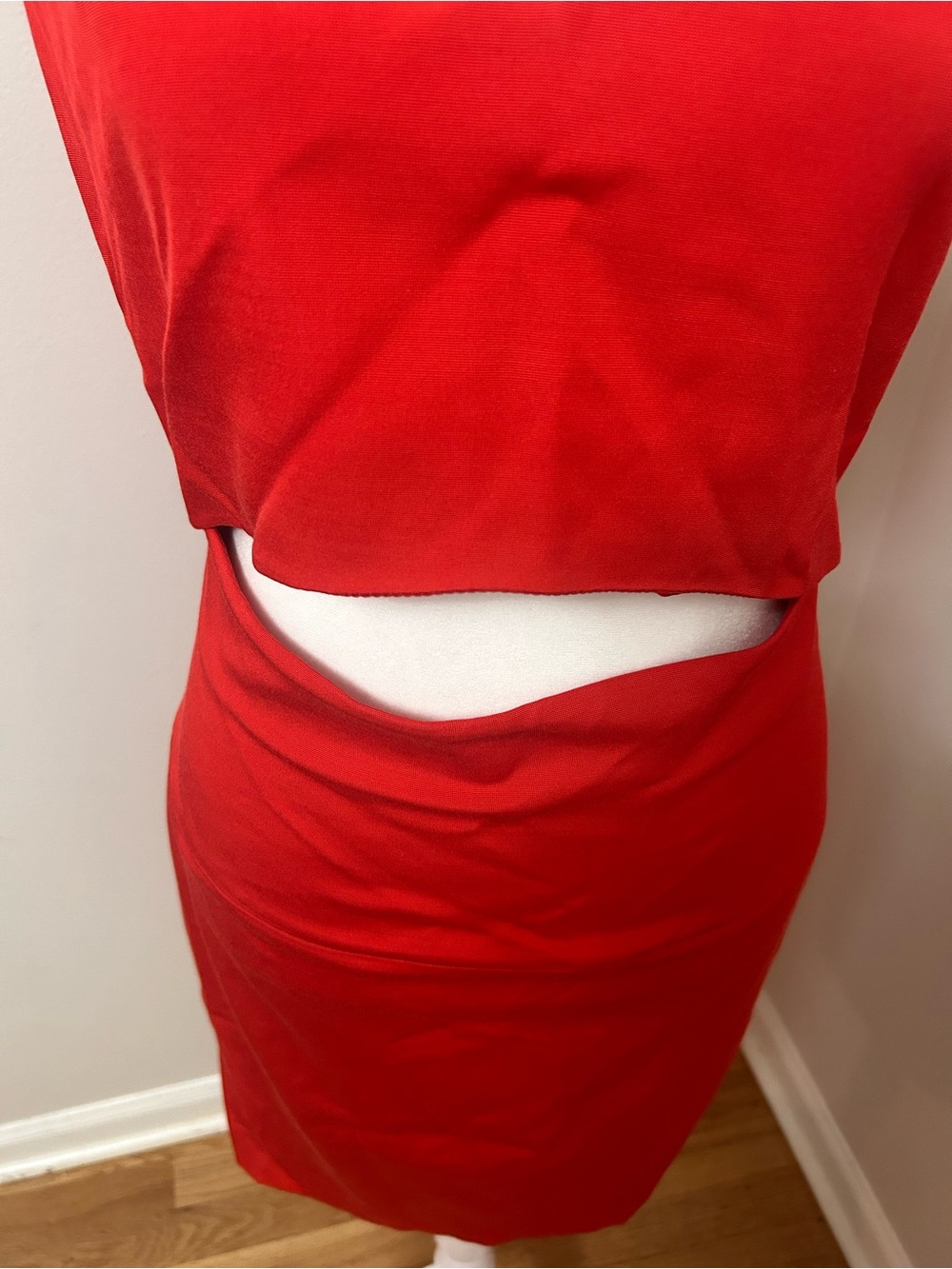French Connection Red Cutout Bodycon Mini Dress UK 10 US 6 Exposed Zip - Picture 3 of 7